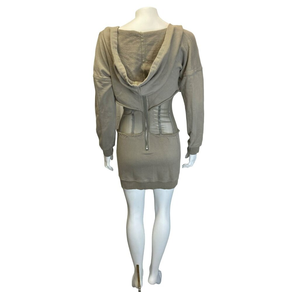 Athina Dress Tan Small Corset French Terry Cloth Soft Pockets Cropped Mini - Picture 10 of 10